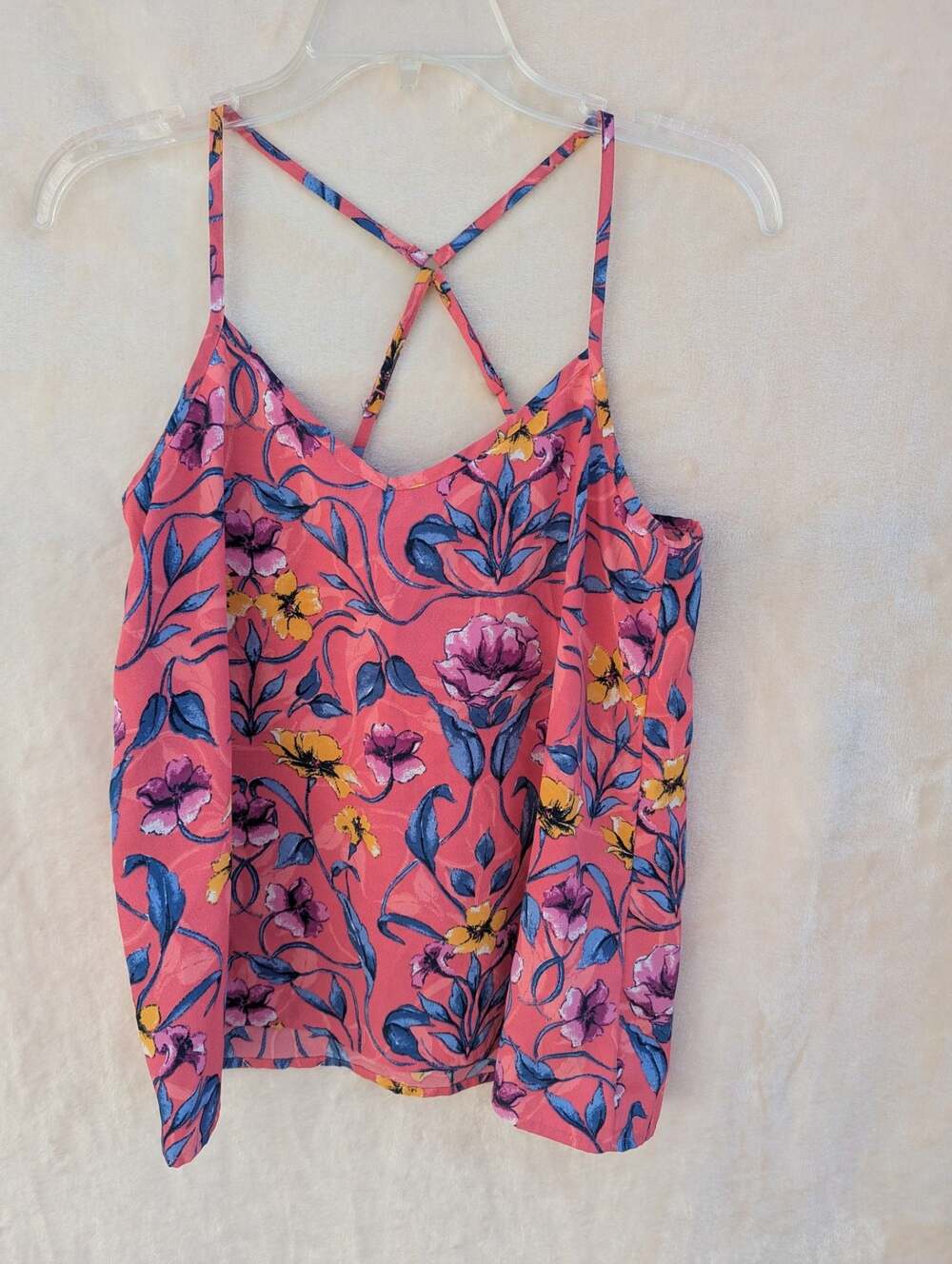 Hollister California Pink Floral Spaghetti Strap Tank Top